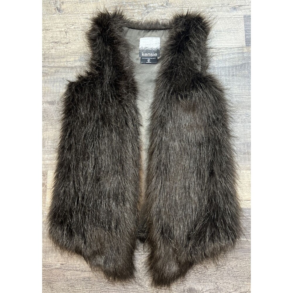 Kenzie Women Brown Faux Fur Vest Size Small